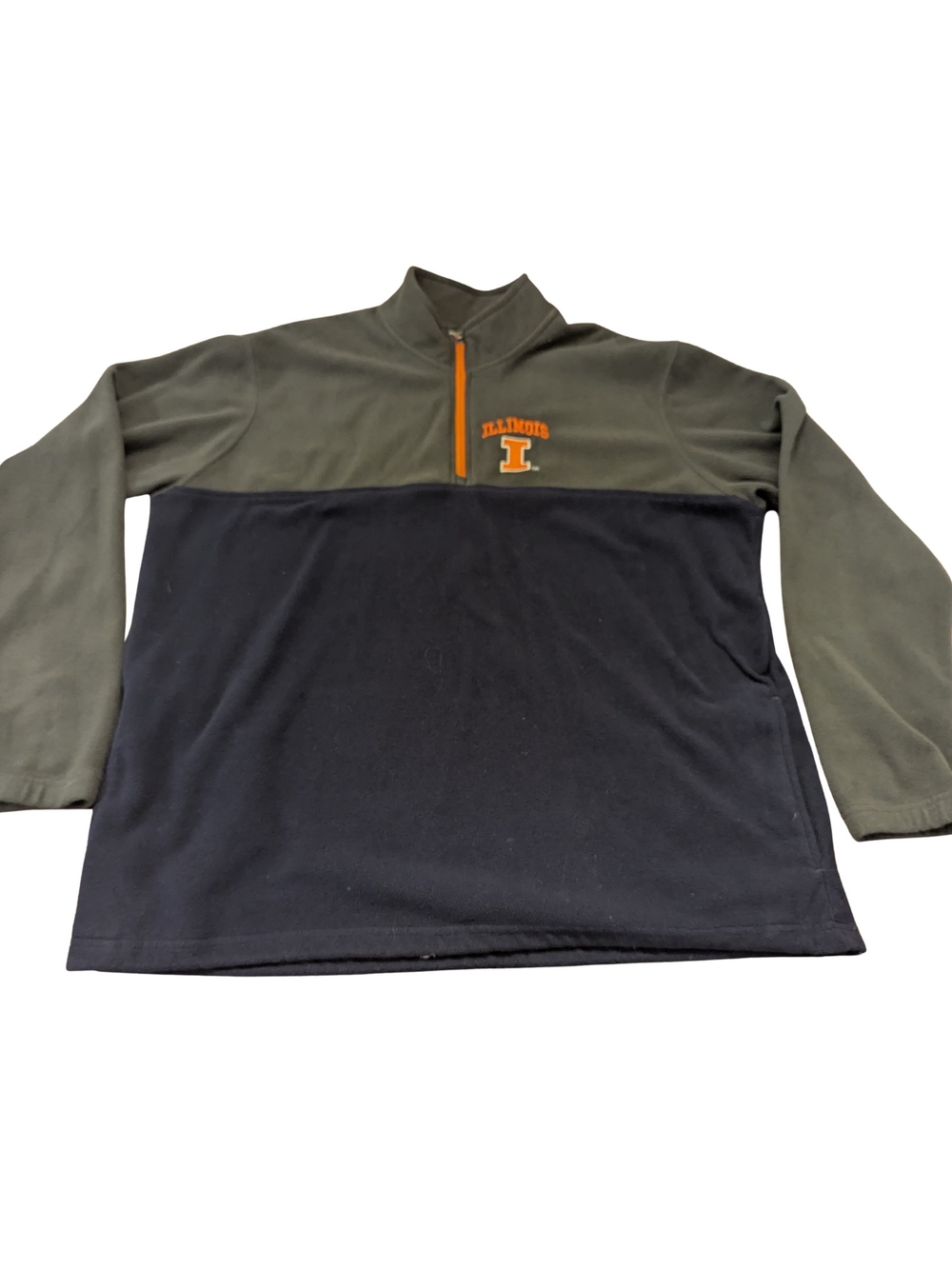 EUC Illini University of Illinois Mens XL Embroider Fleece 1/4 Zip Sweatshirt